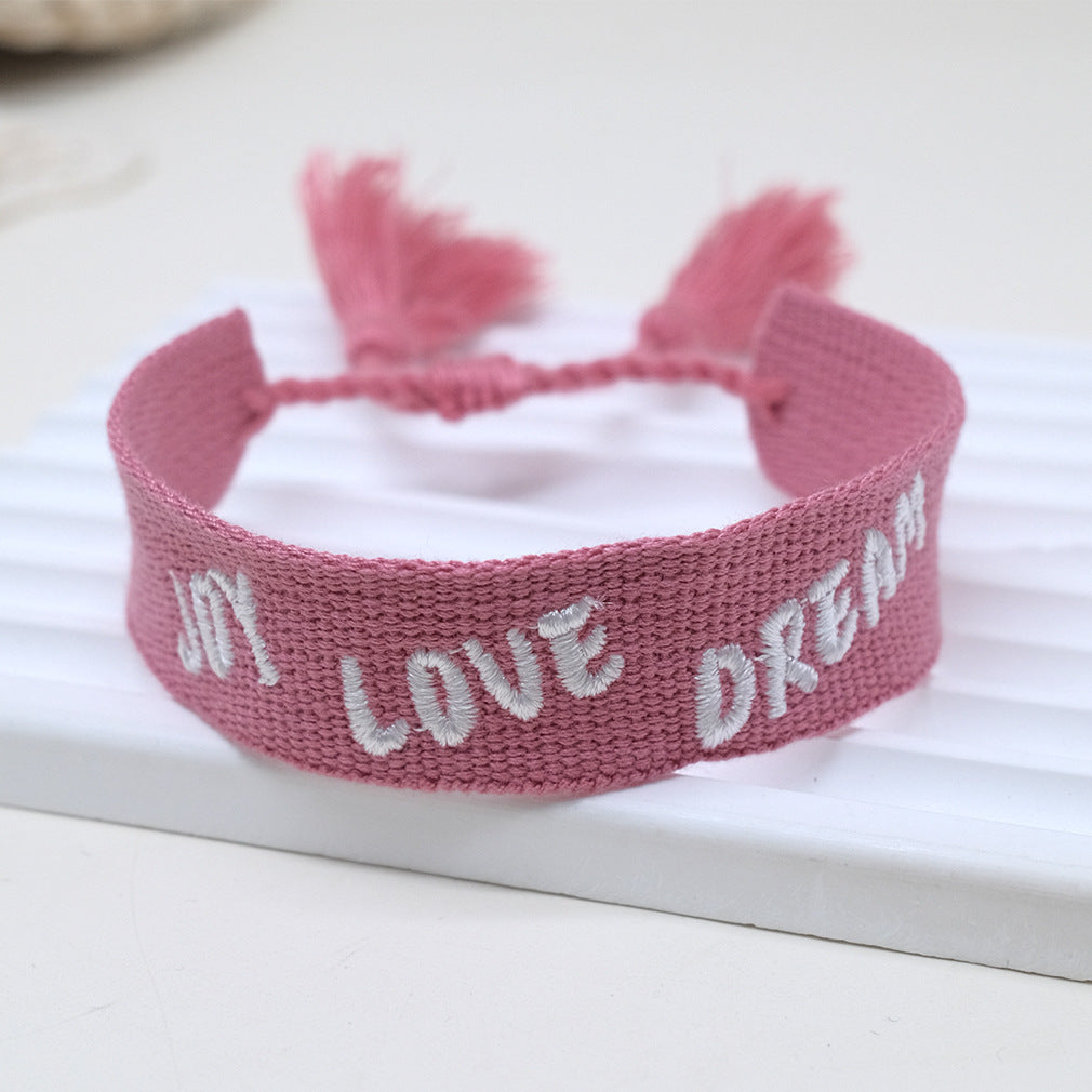 Wholesale Cord Embroiderable Logo Letter Bracelet